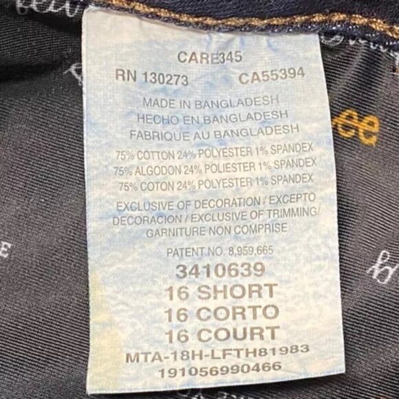 LEE Straight Leg Regular Fit Mid Rise Secretly Shapes Jeans Women's Sz 16 Short - Picture 8 of 11